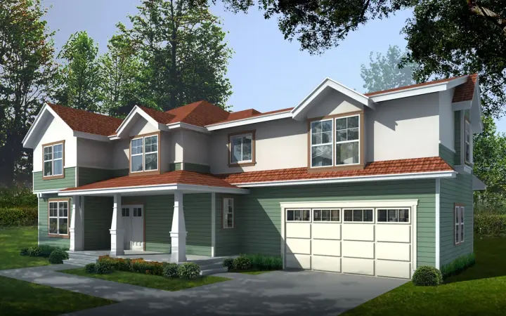 Craftsman house plans 1-328 - front exterior, 3,332 sq ft, 4 bed, 2 bath house plans | Monster House Plans