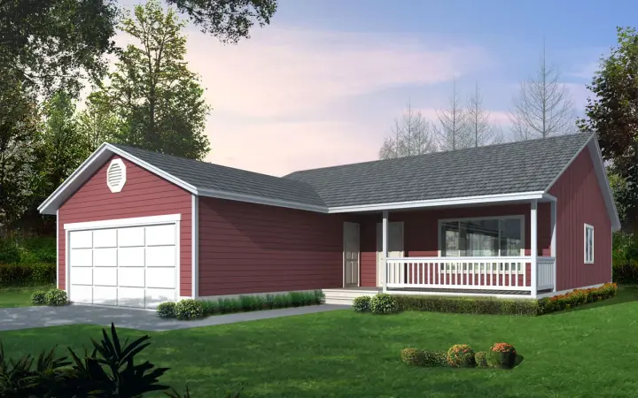Country house plans 1-332 - front exterior, 1,360 sq ft, 3 bed, 2 bath house plans | Monster House Plans