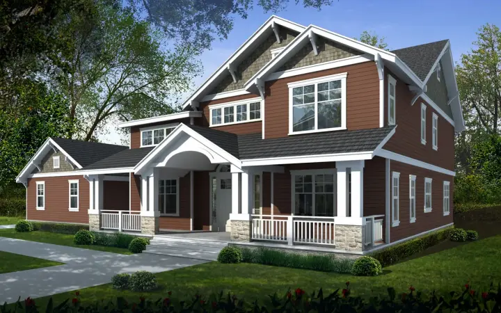 Craftsman house plans 1-334 - front exterior, 2,968 sq ft, 5 bed, 3 bath house plans | Monster House Plans