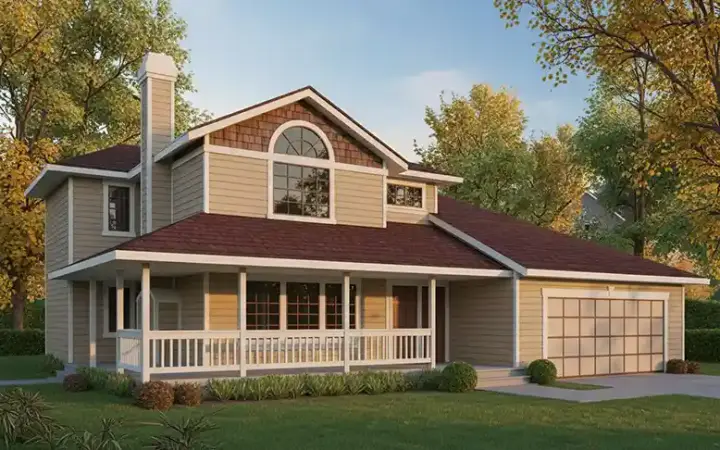 Craftsman house plans 1-341 - front exterior, 1,467 sq ft, 3 bed, 2 bath house plans | Monster House Plans