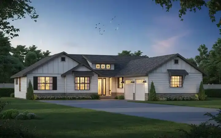 Modern Farmhouse house plans 1-342 - front exterior, 2,148 sq ft, 4 bed, 2 bath house plans | Monster House Plans