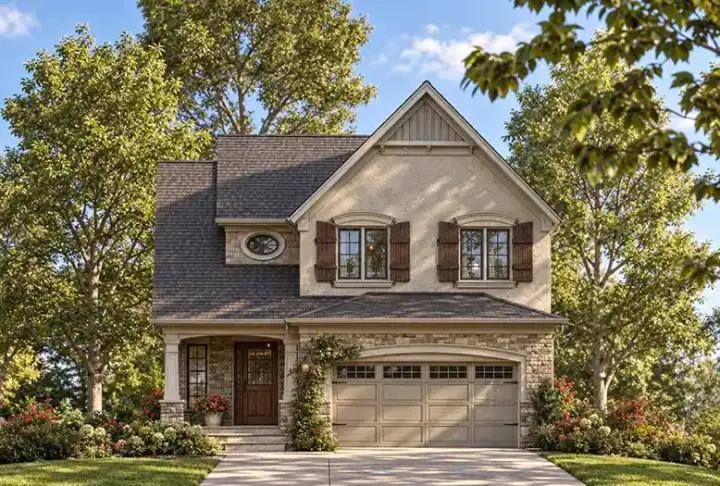 European house plans 10-1115 - front exterior, 2,002 sq ft, 3 bed, 2 bath house plans | Monster House Plans