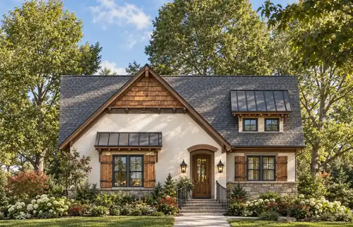 European house plans 10-1134 - front exterior, 1,806 sq ft, 2 bed, 2 bath house plans | Monster House Plans