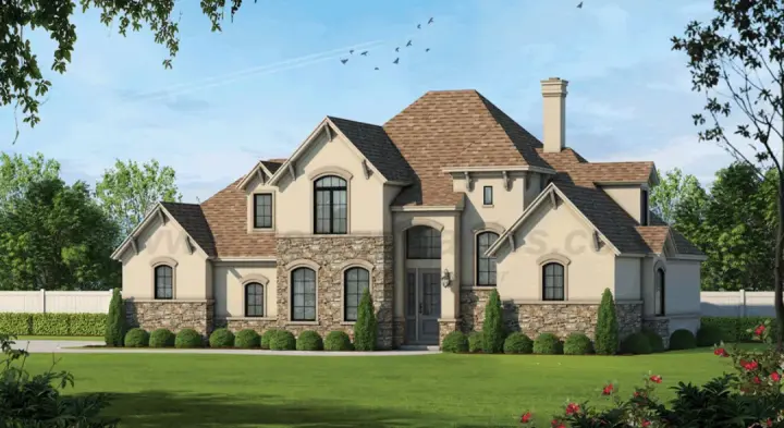 European house plans 10-1202 - front exterior, 1,984 sq ft, 3 bed, 2 bath house plans | Monster House Plans