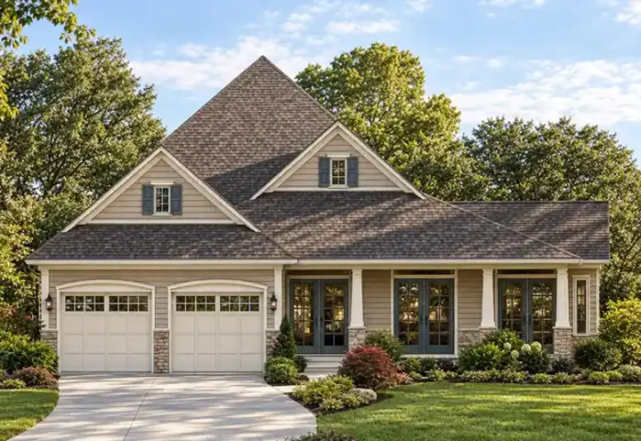 European house plans 10-1217 - front exterior, 2,211 sq ft, 4 bed, 2 bath house plans | Monster House Plans