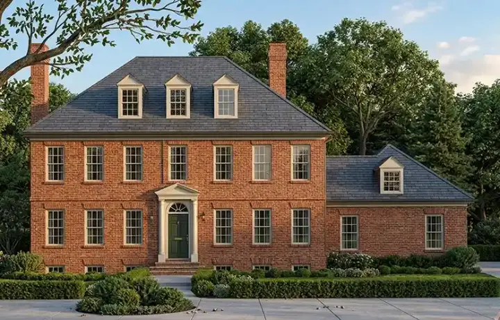 Early American house plans 10-1242 - front exterior, 2,975 sq ft, 4 bed, 3 bath house plans | Monster House Plans