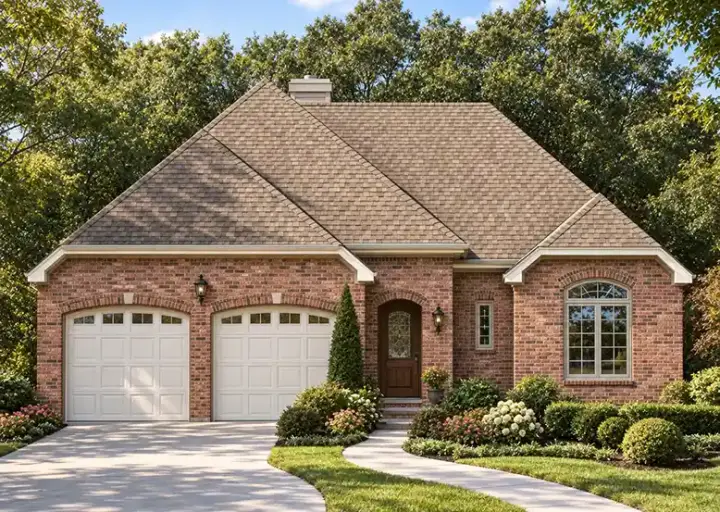 European house plans 10-1255 - front exterior, 1,678 sq ft, 3 bed, 2 bath house plans | Monster House Plans