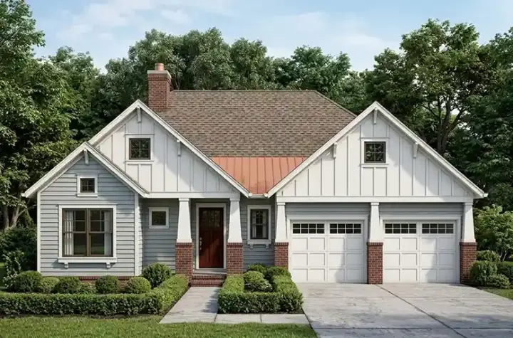 Craftsman house plans 10-1262 - front exterior, 1,574 sq ft, 3 bed, 2 bath house plans | Monster House Plans