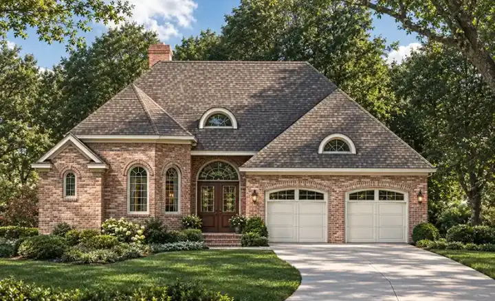 European house plans 10-1270 - front exterior, 1,339 sq ft, 2 bed, 2 bath house plans | Monster House Plans
