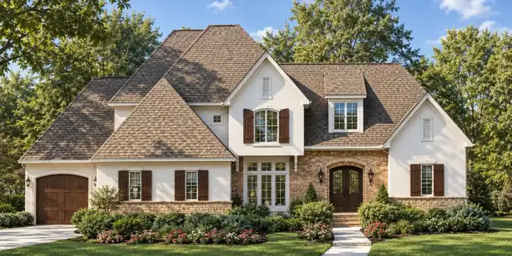 European house plans 10-1277 - front exterior, 3,373 sq ft, 4 bed, 3 bath house plans | Monster House Plans