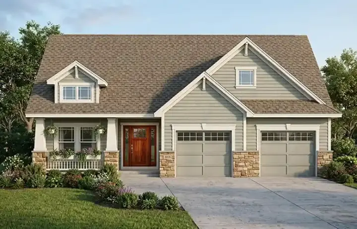 Craftsman house plans 10-1329 - front exterior, 1,802 sq ft, 2 bed, 2 bath house plans | Monster House Plans