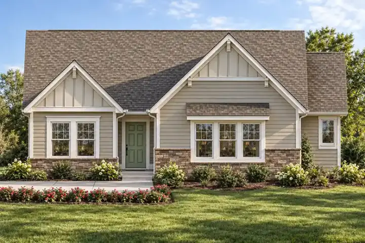 Traditional house plans 10-1334 - front exterior, 1,597 sq ft, 2 bed, 2 bath house plans | Monster House Plans