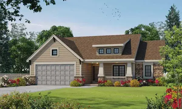 Craftsman house plans 10-1336 - front exterior, 1,692 sq ft, 2 bed, 2 bath house plans | Monster House Plans