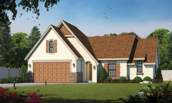 French Country house plans 10-1338 - front exterior, 1,692 sq ft, 2 bed, 2 bath house plans | Monster House Plans