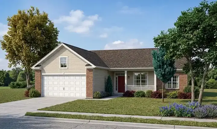 Traditional house plans 10-1381 - front exterior, 1,435 sq ft, 4 bed, 2 bath house plans | Monster House Plans