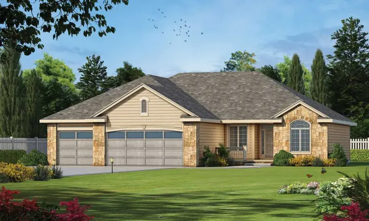 French Country house plans 10-1393 - front exterior, 1,826 sq ft, 3 bed, 2 bath house plans | Monster House Plans