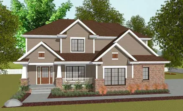 Craftsman house plans 10-1408 - front exterior, 2,255 sq ft, 4 bed, 2 bath house plans | Monster House Plans