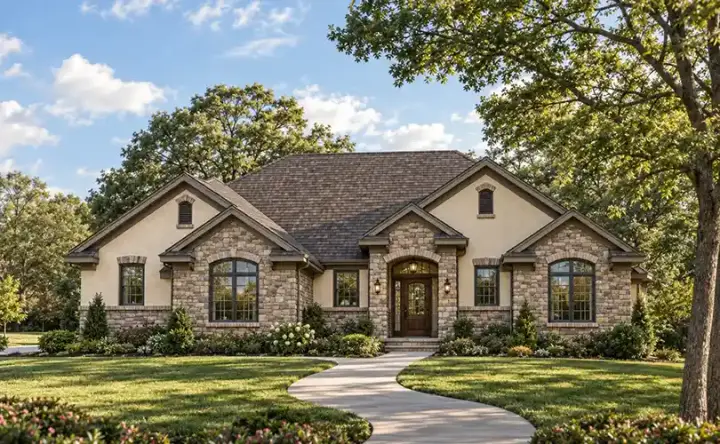 Traditional house plans 10-1410 - front exterior, 1,672 sq ft, 3 bed, 2 bath house plans | Monster House Plans