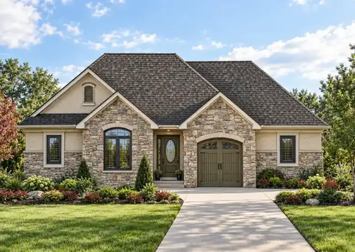 French Country house plans 10-1421 - front exterior, 1,899 sq ft, 3 bed, 2 bath house plans | Monster House Plans