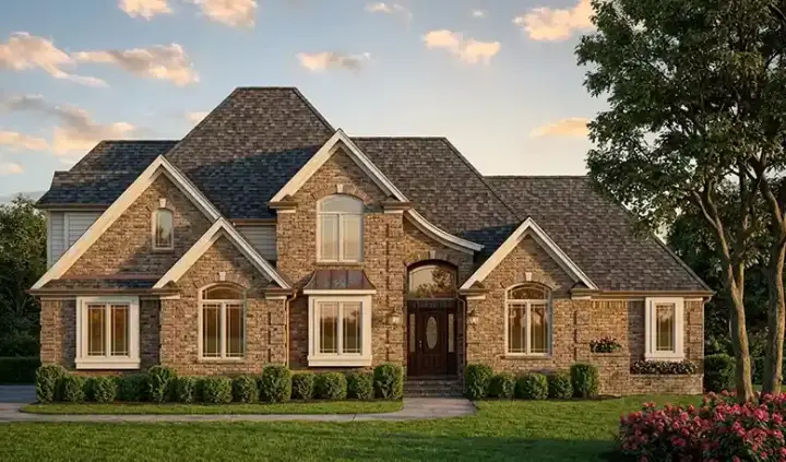 European house plans 10-1434 - front exterior, 3,060 sq ft, 4 bed, 3 bath house plans | Monster House Plans