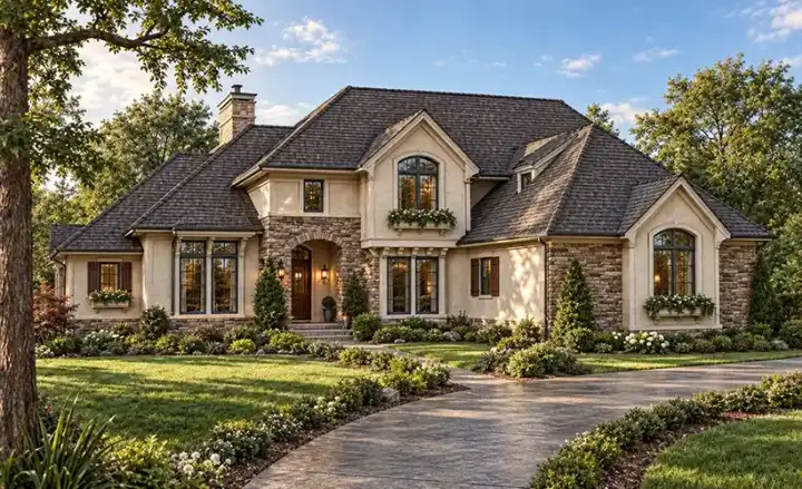French Country house plans 10-1450 - front exterior, 3,080 sq ft, 4 bed, 3 bath house plans | Monster House Plans