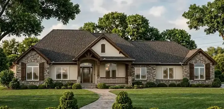 European house plans 10-1451 - front exterior, 2,641 sq ft, 3 bed, 3 bath house plans | Monster House Plans