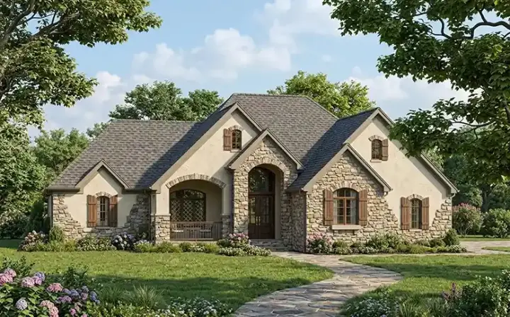 French Country house plans 10-1456 - front exterior, 2,894 sq ft, 3 bed, 3 bath house plans | Monster House Plans