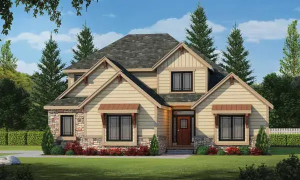 Traditional house plans 10-1459 - front exterior, 2,596 sq ft, 4 bed, 3 bath house plans | Monster House Plans