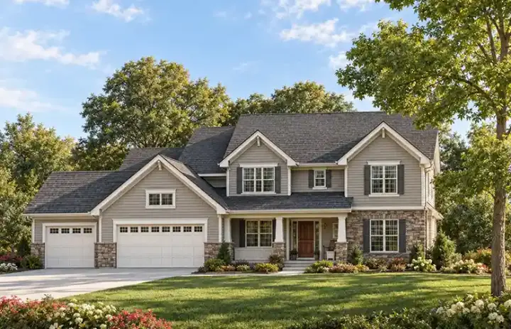 Craftsman house plans 10-1460 - front exterior, 2,646 sq ft, 4 bed, 3 bath house plans | Monster House Plans