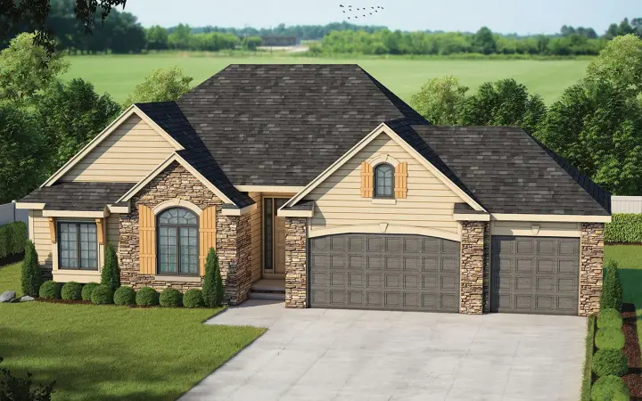 French Country house plans 10-1461 - front exterior, 1,763 sq ft, 3 bed, 2 bath house plans | Monster House Plans