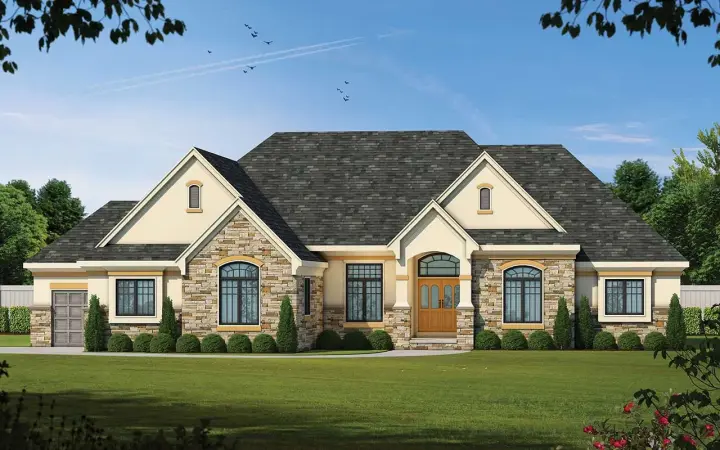 French Country house plans 10-1466 - front exterior, 2,449 sq ft, 3 bed, 2 bath house plans | Monster House Plans