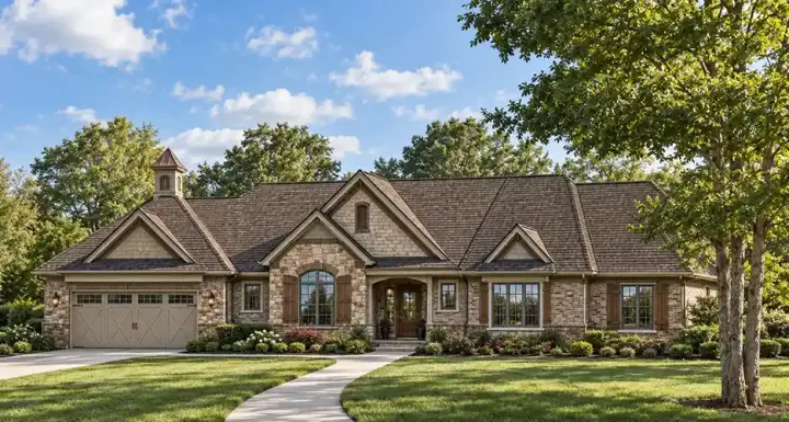 European house plans 10-1468 - front exterior, 2,069 sq ft, 3 bed, 2 bath house plans | Monster House Plans