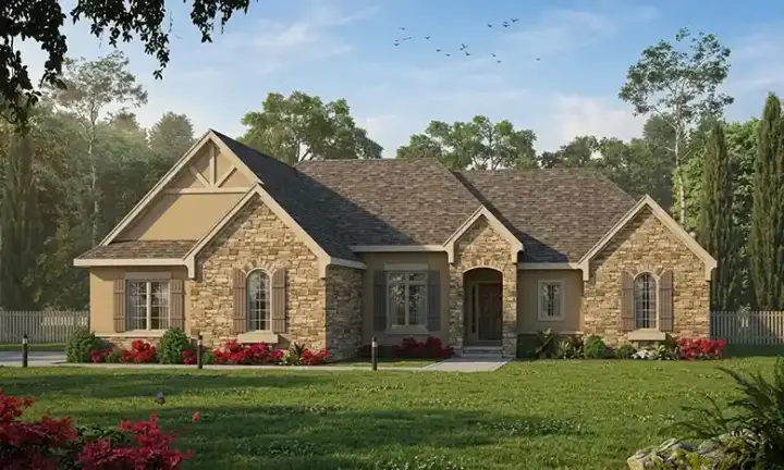 French Country house plans 10-1469 - front exterior, 2,485 sq ft, 2 bed, 2 bath house plans | Monster House Plans