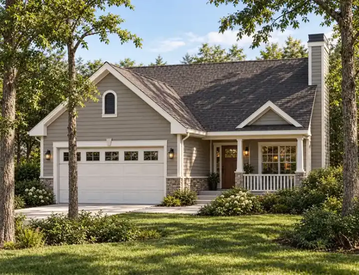 Traditional house plans 10-1550 - front exterior, 1,311 sq ft, 3 bed, 2 bath house plans | Monster House Plans