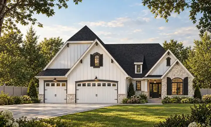 English Country house plans 10-1614 - front exterior, 2,018 sq ft, 2 bed, 2 bath house plans | Monster House Plans