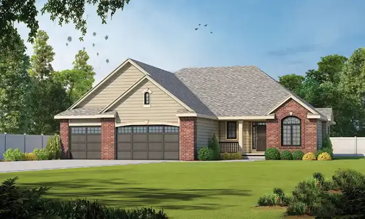 Traditional house plans 10-1615 - front exterior, 2,183 sq ft, 3 bed, 2 bath house plans | Monster House Plans