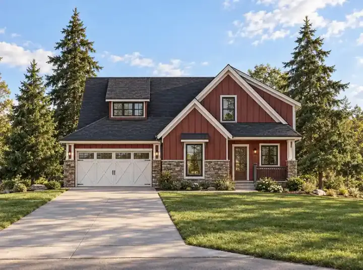 Craftsman house plans 10-1619 - front exterior, 1,677 sq ft, 2 bed, 2 bath house plans | Monster House Plans