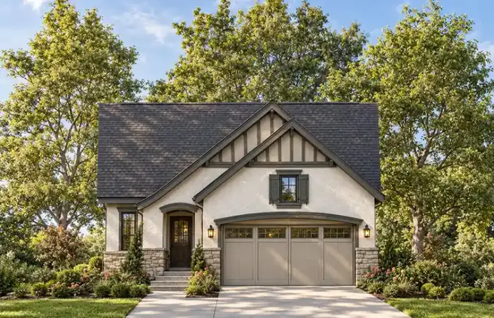 French Country house plans 10-1639 - front exterior, 1,469 sq ft, 3 bed, 2 bath house plans | Monster House Plans