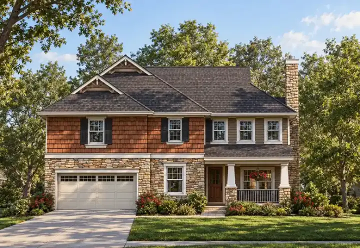Craftsman house plans 10-1701 - front exterior, 3,606 sq ft, 4 bed, 3 bath house plans | Monster House Plans
