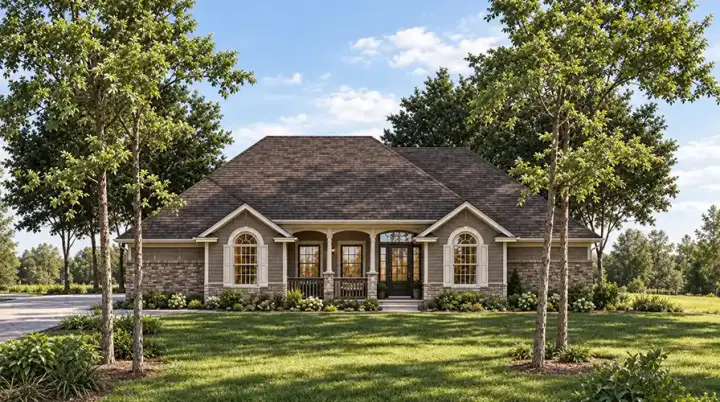 Traditional house plans 10-1743 - front exterior, 2,351 sq ft, 3 bed, 2 bath house plans | Monster House Plans