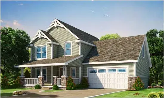 Craftsman house plans 10-1744 - front exterior, 2,087 sq ft, 3 bed, 3 bath house plans | Monster House Plans