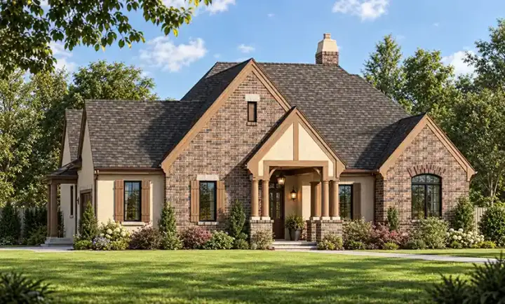 French Country house plans 10-1755 - front exterior, 2,266 sq ft, 2 bed, 4 bath house plans | Monster House Plans