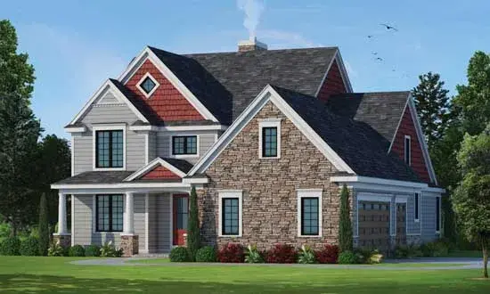 Craftsman house plans 10-1770 - front exterior, 2,721 sq ft, 4 bed, 2 bath house plans | Monster House Plans
