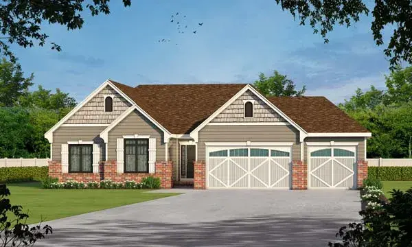 Craftsman house plans 10-1804 - front exterior, 1,750 sq ft, 2 bed, 2 bath house plans | Monster House Plans
