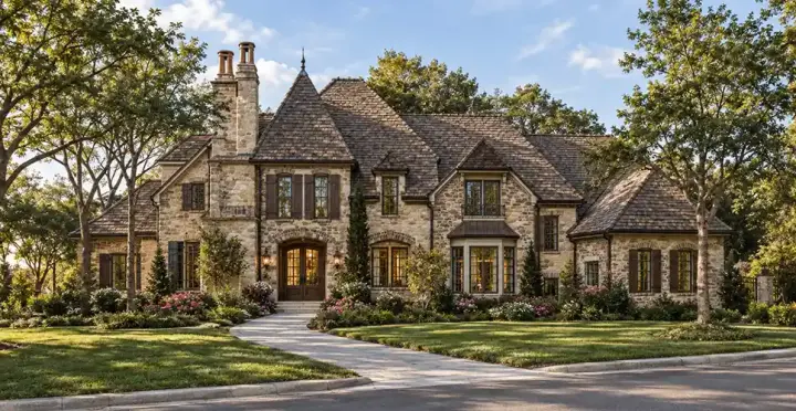 European house plans 10-1811 - front exterior, 4,683 sq ft, 4 bed, 4 bath house plans | Monster House Plans