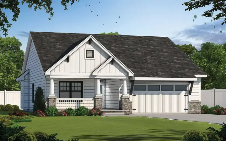Craftsman house plans 10-1814 - front exterior, 1,452 sq ft, 3 bed, 2 bath house plans | Monster House Plans