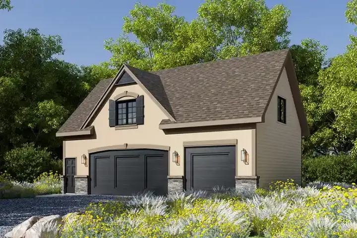French Country house plans 10-1828 - front exterior, 540 sq ft, 1 bed, 1 bath house plans | Monster House Plans