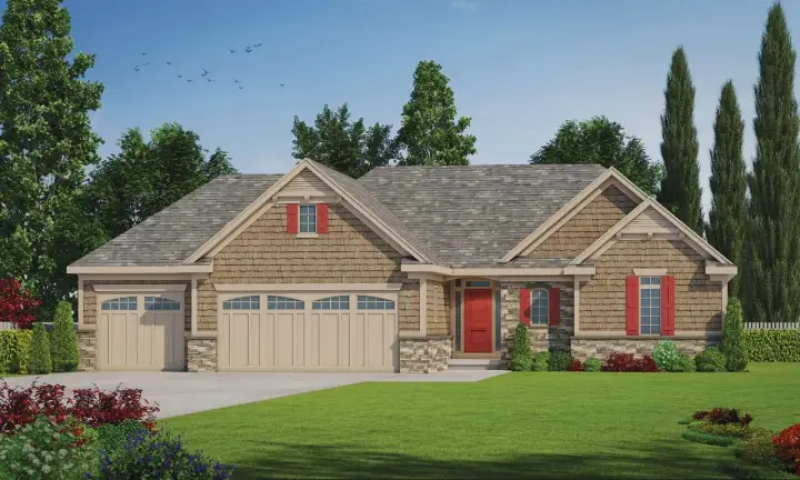 Craftsman house plans 10-1871 - front exterior, 1,595 sq ft, 2 bed, 2 bath house plans | Monster House Plans