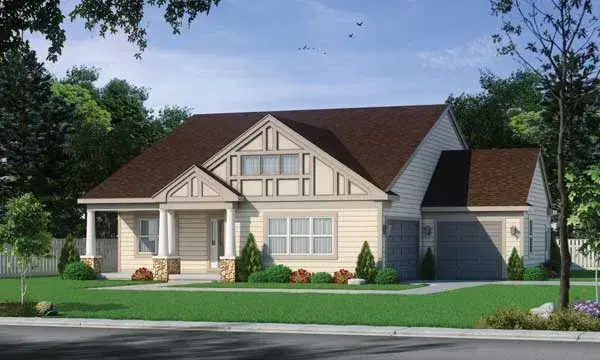Traditional house plans 10-1875 - front exterior, 1,906 sq ft, 2 bed, 2 bath house plans | Monster House Plans