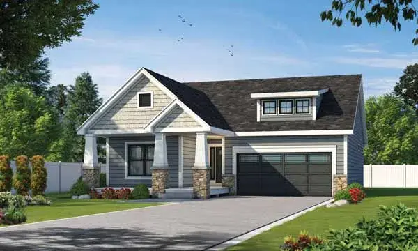 Craftsman house plans 10-1882 - front exterior, 1,584 sq ft, 2 bed, 2 bath house plans | Monster House Plans